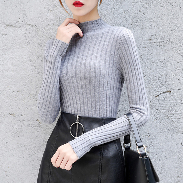 Pulover elegant de dama cu guler inalt in mai multe culori