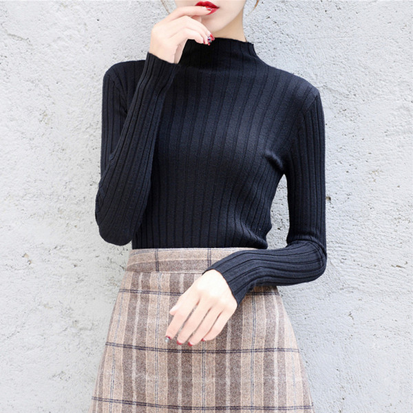 Pulover elegant de dama cu guler inalt in mai multe culori