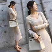 Κυρίες κομψό χειμερινό φόρεμα σε τρία χρώματα