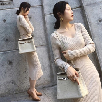 Κυρίες κομψό χειμερινό φόρεμα σε τρία χρώματα