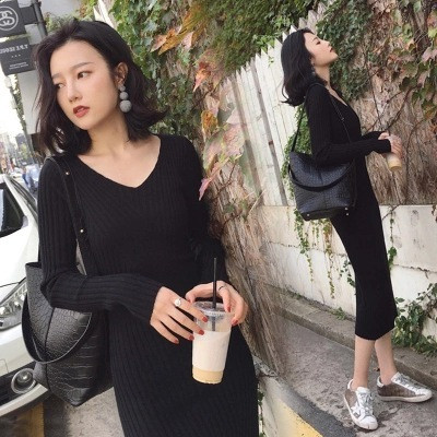 Κυρίες κομψό χειμερινό φόρεμα σε τρία χρώματα