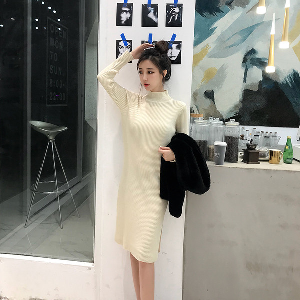 Stílusos téli ruha és O-nyakú három színben