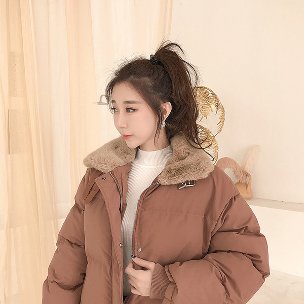 Stílusos női kabát pehelygallérral, három színben