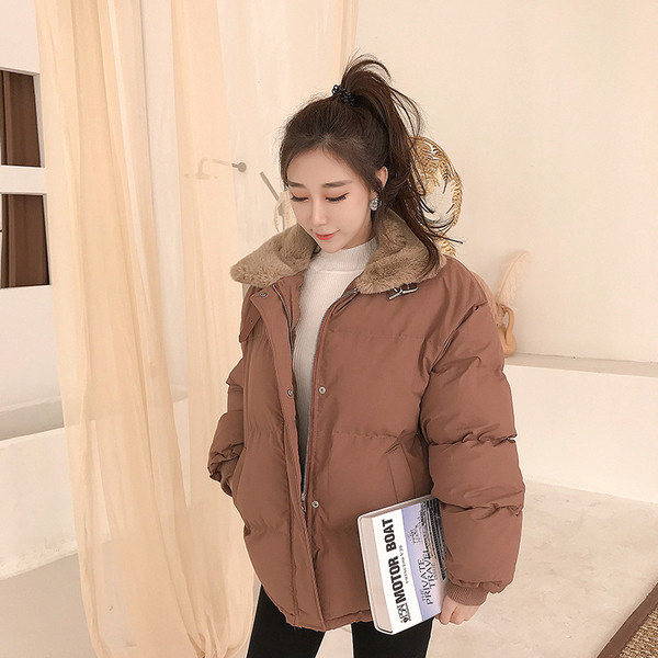 Stílusos női kabát pehelygallérral, három színben