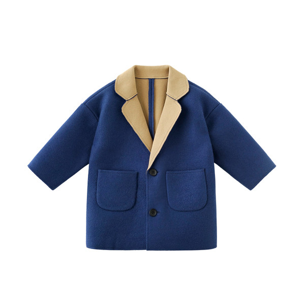 Elegáns gyerekkabát fiúknak kék színben