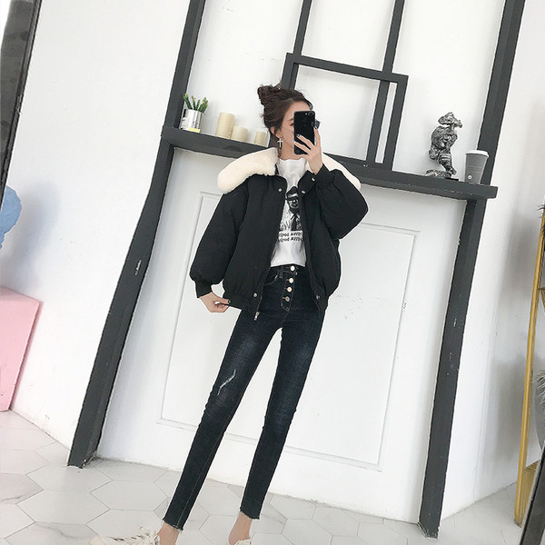 Stílusos női kabát pehelygallérral, három színben