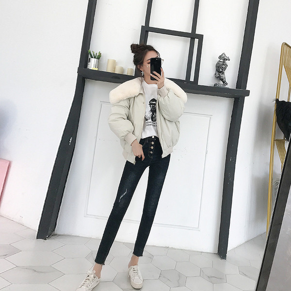 Stílusos női kabát pehelygallérral, három színben