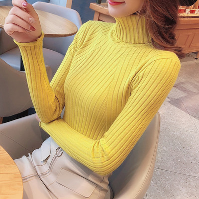 Дамски пуловер Slim модел с поло яка в няколко цвята