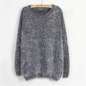 Női pehely pulóver O-nyakkal, több színben