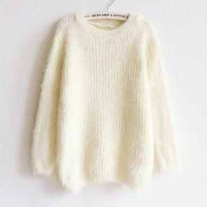 Női pehely pulóver O-nyakkal, több színben