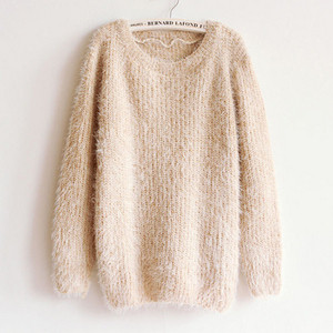 Női pehely pulóver O-nyakkal, több színben