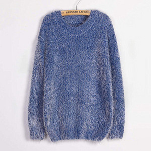 Női pehely pulóver O-nyakkal, több színben