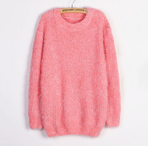 Női pehely pulóver O-nyakkal, több színben