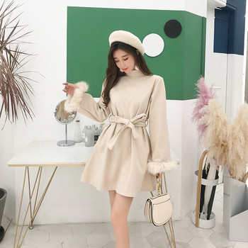 Rochie elegantă de damă cu guler în formă de O în trei culori