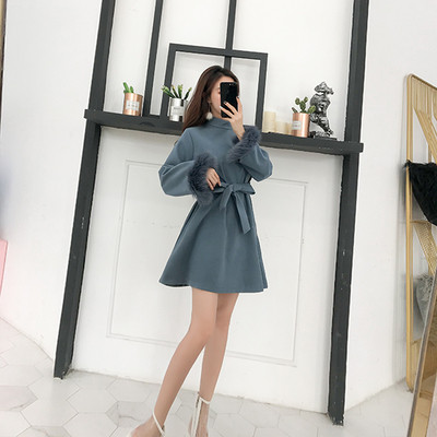 Rochie elegantă de damă cu guler în formă de O în trei culori