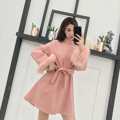 Rochie elegantă de damă cu guler în formă de O în trei culori