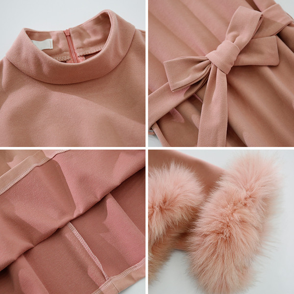 Rochie elegantă de damă cu guler în formă de O în trei culori