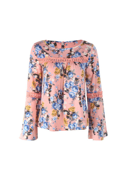 Дамска блуза с флорални мотиви в три цвята