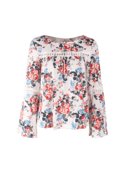 Дамска блуза с флорални мотиви в три цвята