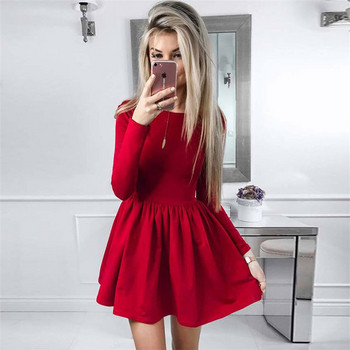 Rochie de dama model decupata cu maneci lungi in negru si rosu