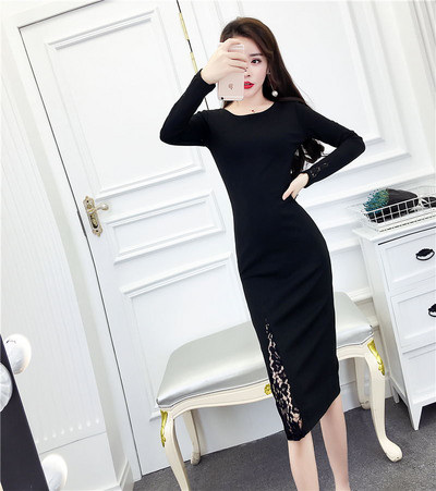 Modern női ruha csipkével, négy színben