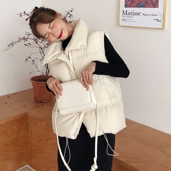 Alkalmi női mellény széles modell fekete és bézs színben