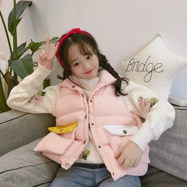 Modern női téli mellény több színben zsebben