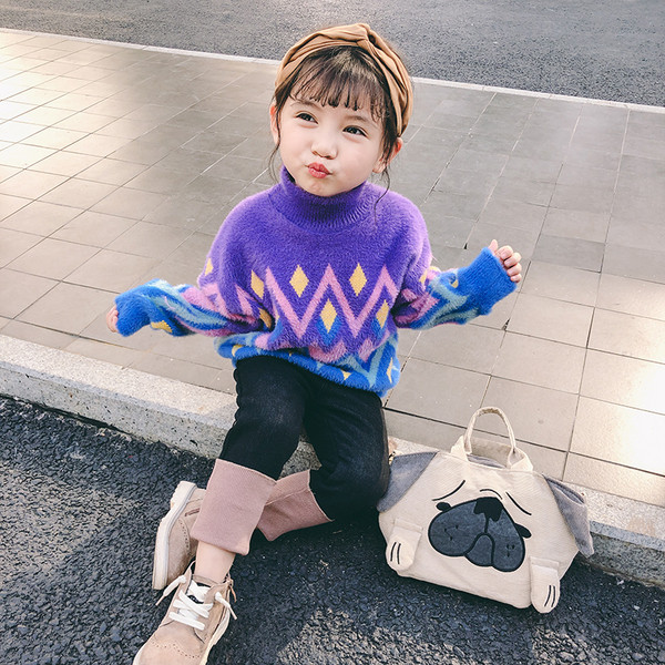 Детски небрежен пуловер в преливащи цветове