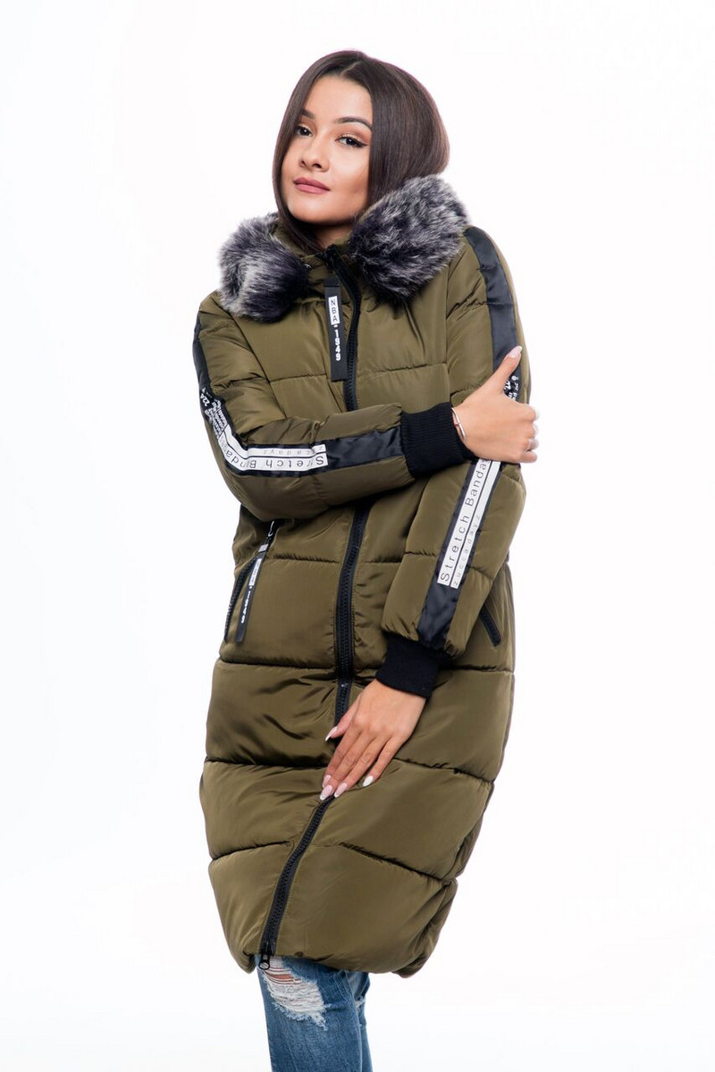 НОВО дълго дамско яке за зимата с качулка и надпис на гърба в три цвята