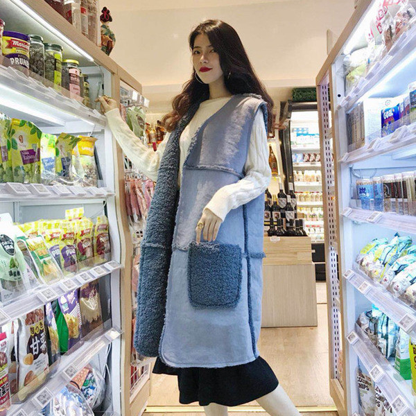 Modern női mellény két arccal, puha béléssel, hosszú modell három színben