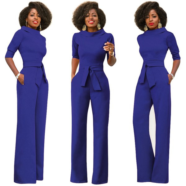 Дамски гащеризон широк модел с колан в няколко цвята