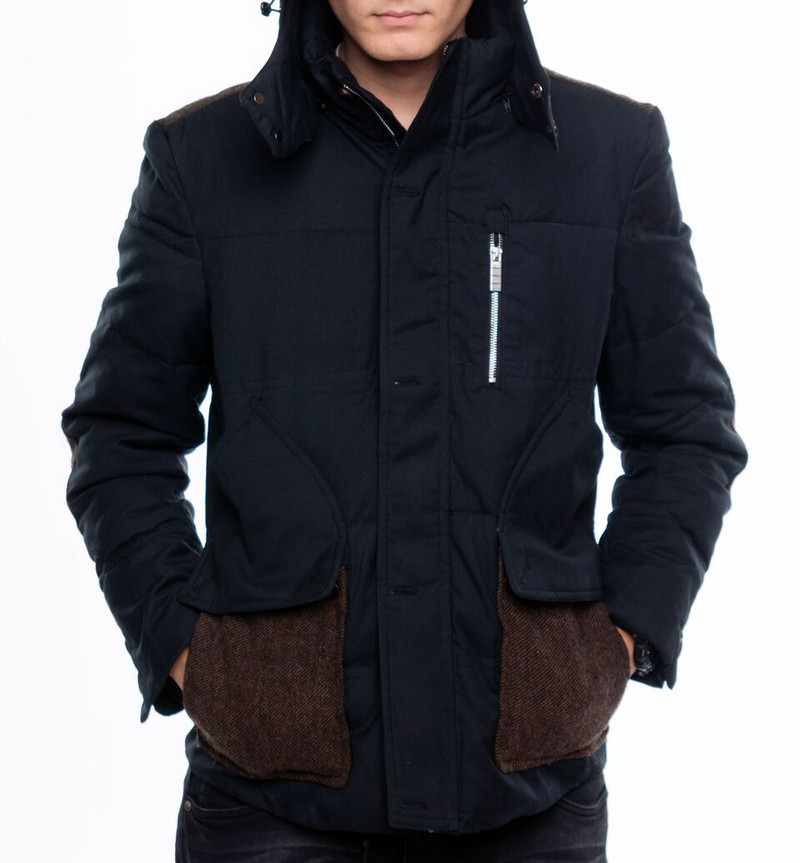 НОВО стилно мъжко яке за зимата с качулка в черен цвят