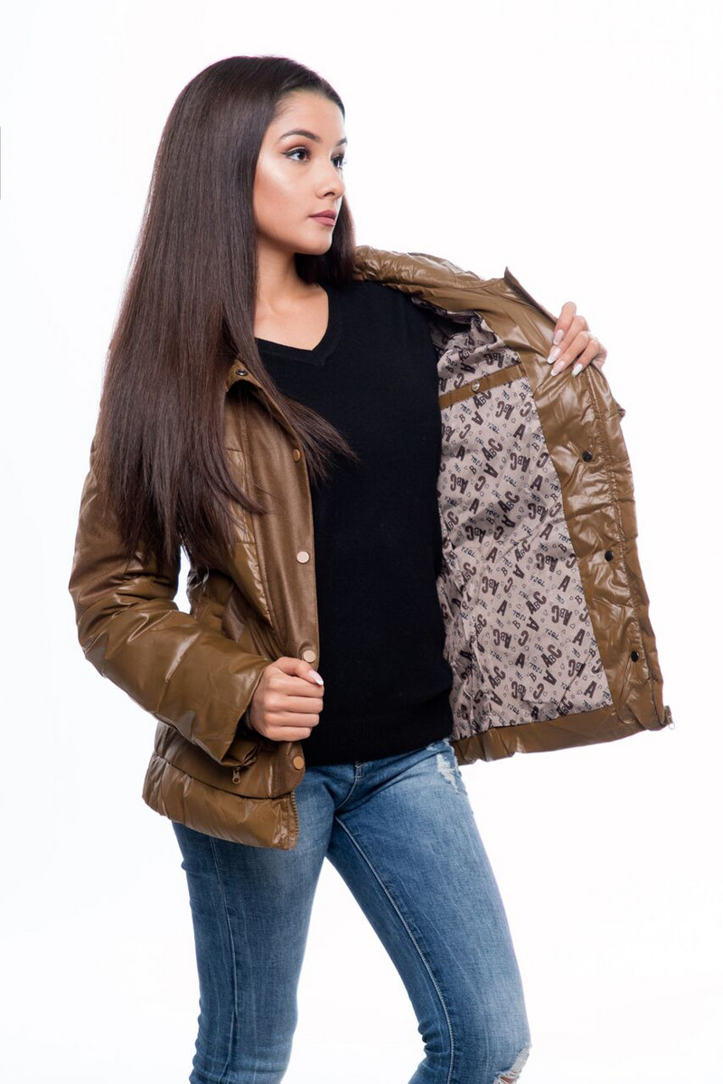 Νέο μοντέλο φθινόπωρο-χειμωνιάτικο γυναικείο μπουφάν σε καφέ χρώμα