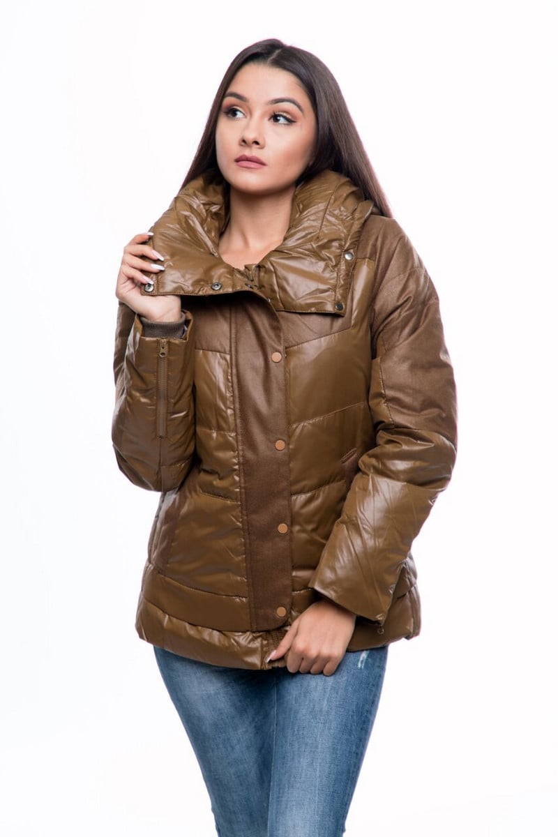 Νέο μοντέλο φθινόπωρο-χειμωνιάτικο γυναικείο μπουφάν σε καφέ χρώμα