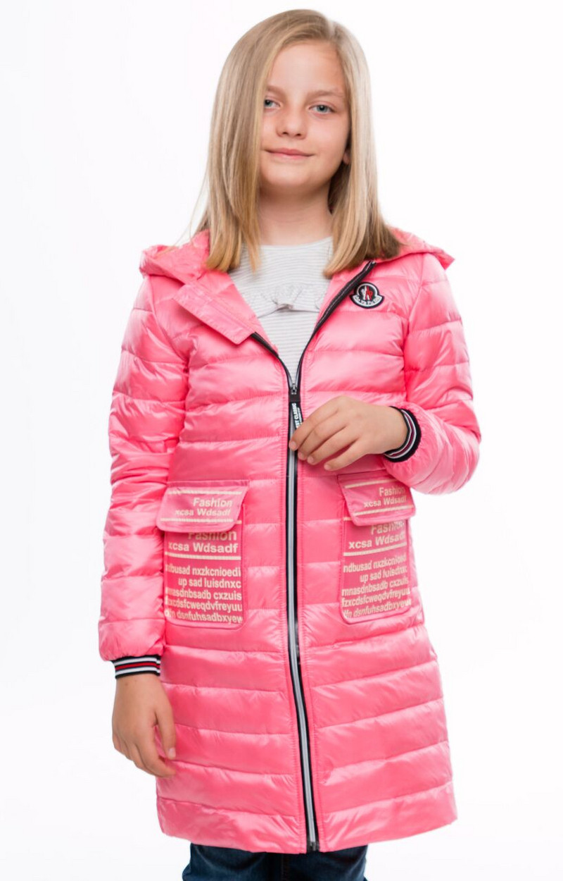 Детско зимно дълго яке за момичета в розов, син и зелен цвят