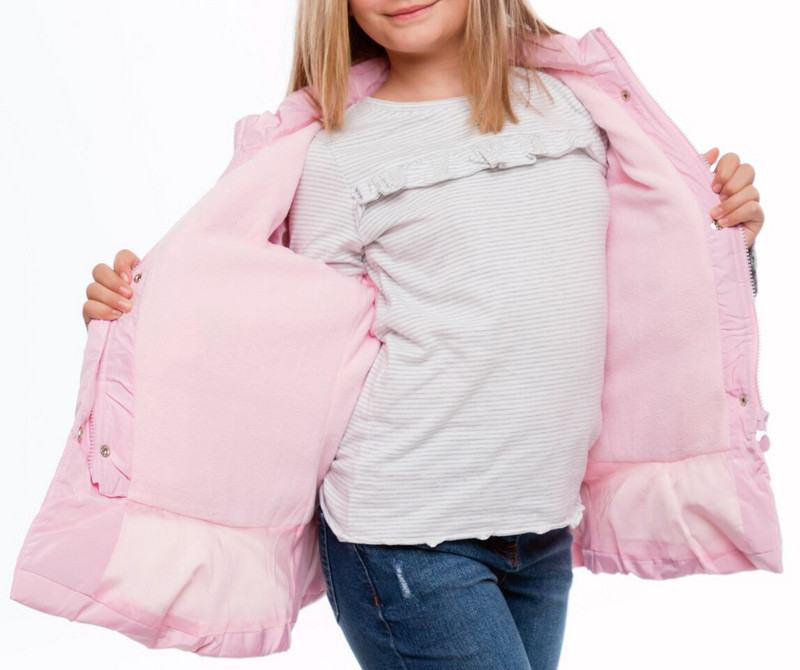 Νέο χειμωνιάτικο παιδικό μπουφλαν για κορίτσια με γούνα σε ροζ χρώμα