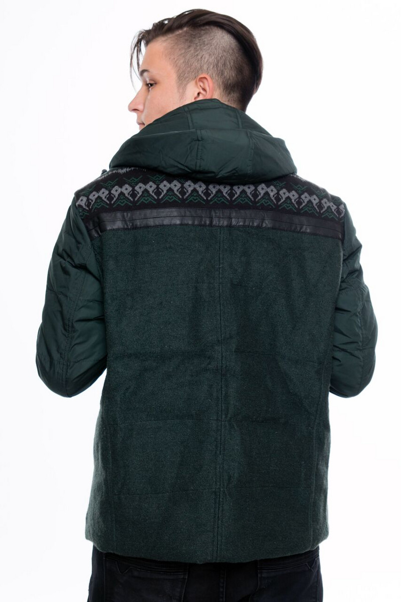 НОВО зимно мъжко яке с качулка в зелен цвят