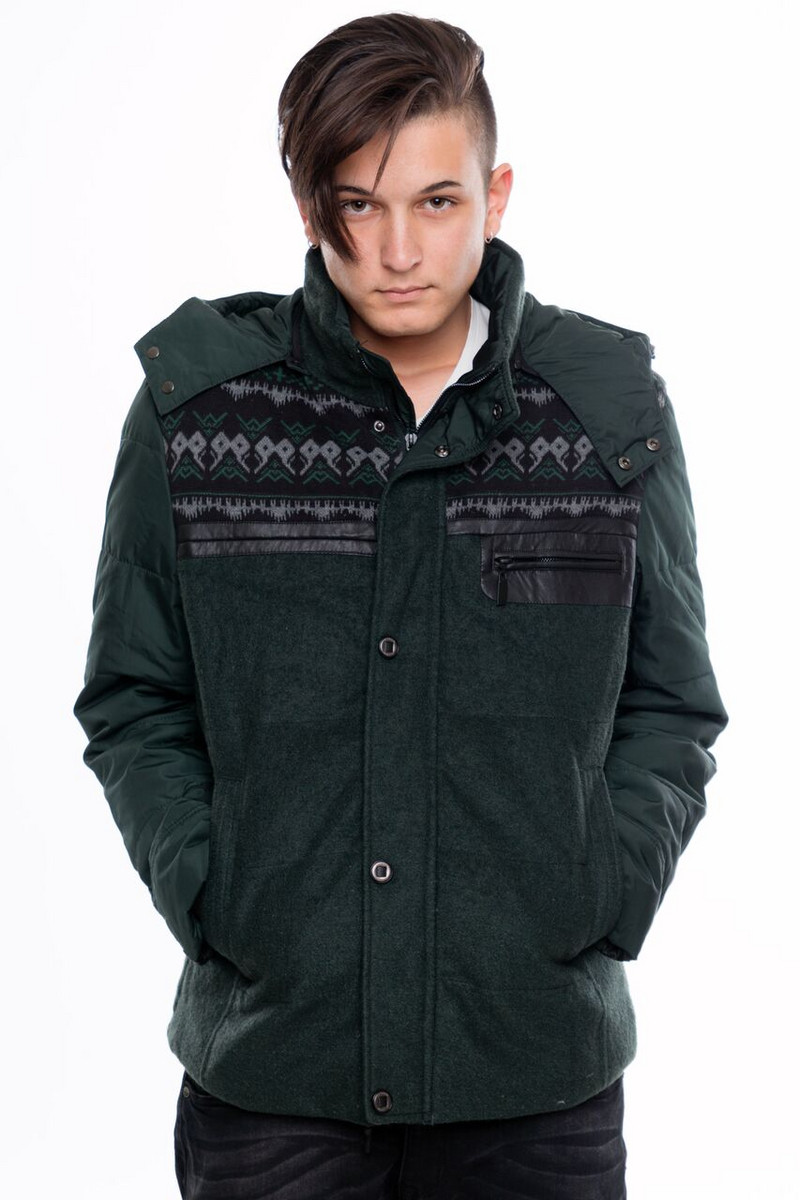 НОВО зимно мъжко яке с качулка в зелен цвят