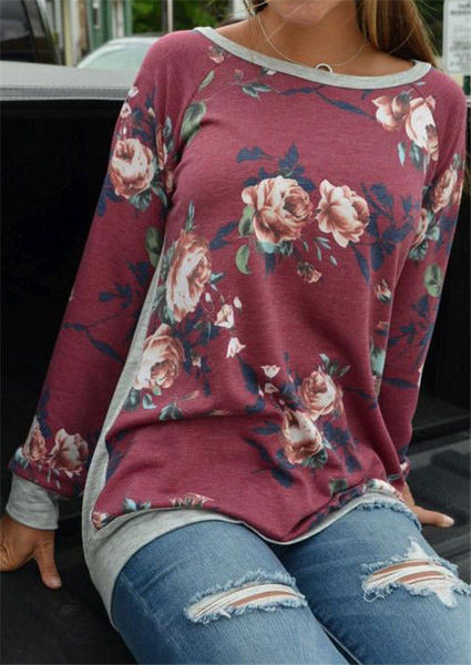 Lezser női blúz hosszú ujjal, virágos motívumokkal három színben