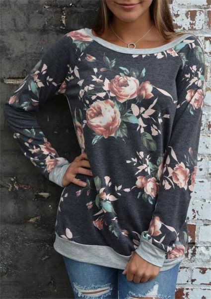 Lezser női blúz hosszú ujjal, virágos motívumokkal három színben