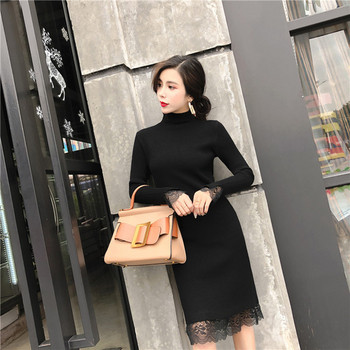 Stílusos női ruha csipkével, két színben