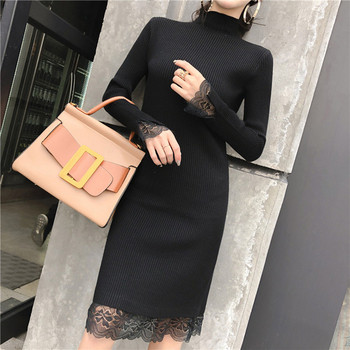 Stílusos női ruha csipkével, két színben