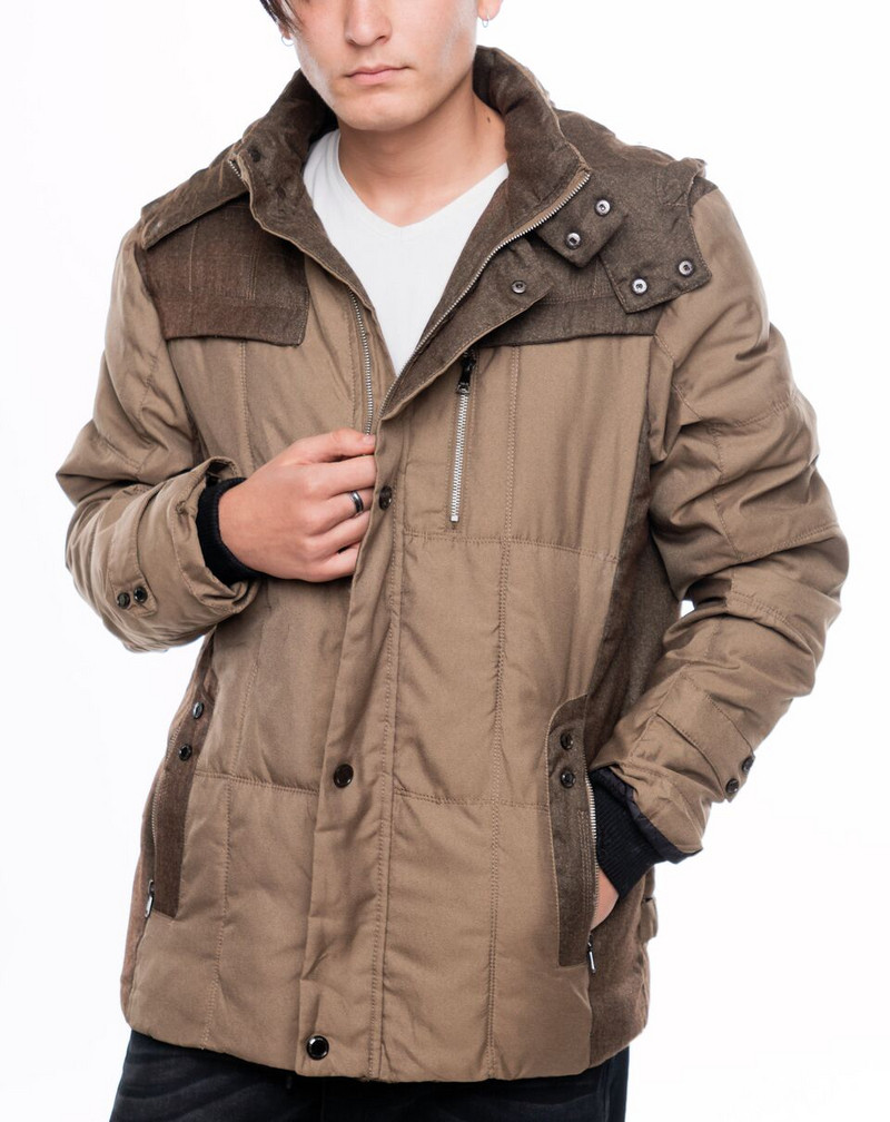 Ново модерно мъжко яке за зимата - черен и кафяв цвят