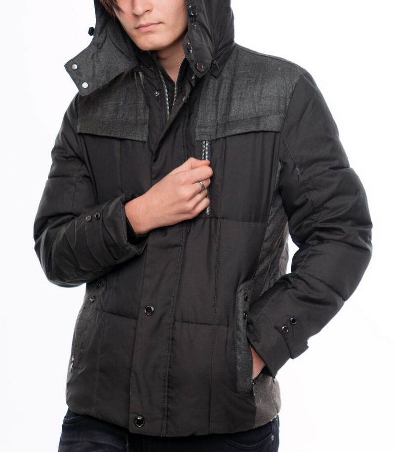 Ново модерно мъжко яке за зимата - черен и кафяв цвят
