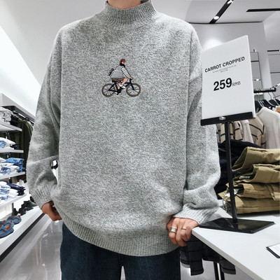 Modern férfi pulóver három színben hímzéssel