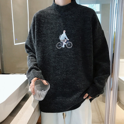 Modern férfi pulóver három színben hímzéssel