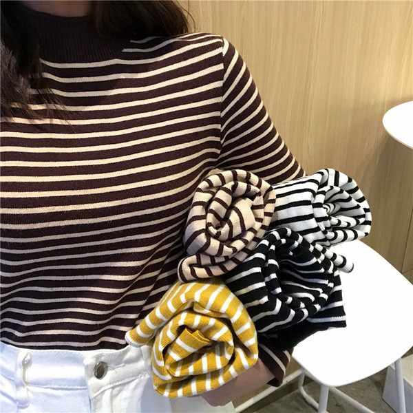 Vékony női csíkos pulóver több színben