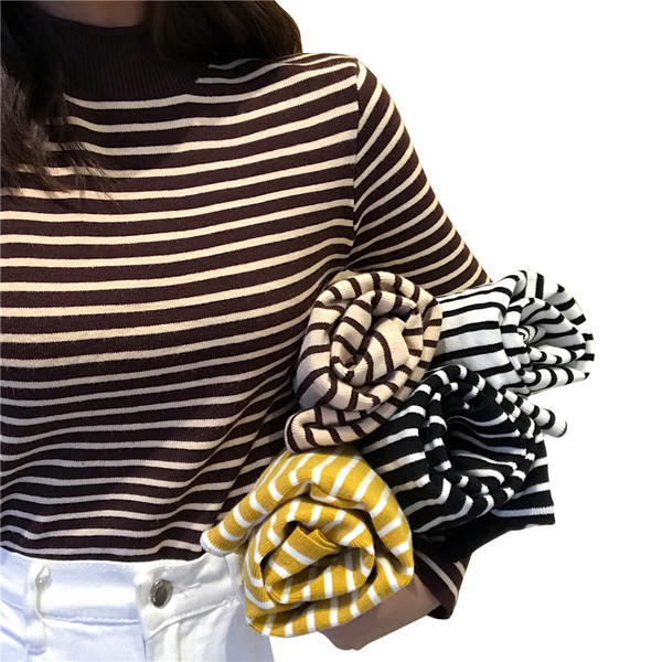 Vékony női csíkos pulóver több színben