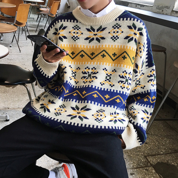 Lezser férfi mintás pulóver három színben