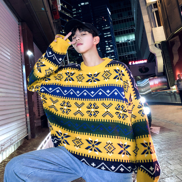 Lezser férfi mintás pulóver három színben